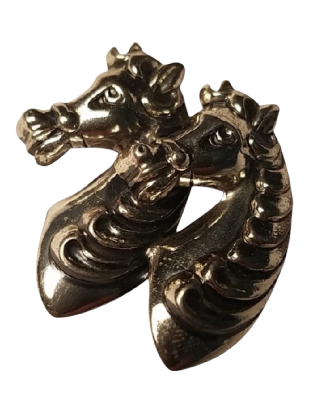 Vintage Sterling Double Horse Head Brooch